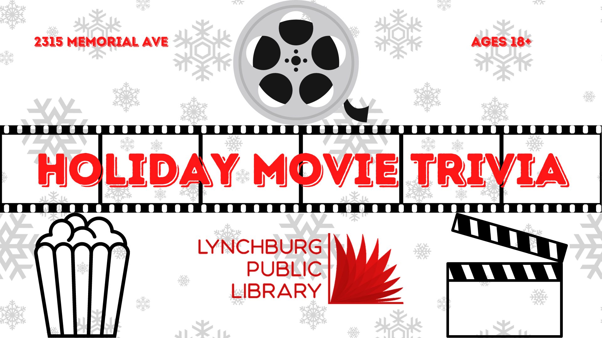 2315 Memorial Ave; Ages 18+; Holiday Movie Trivia; Lynchburg Public Library
