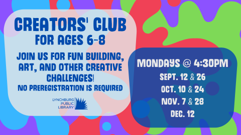 Creators' Club information with colorful splatters.