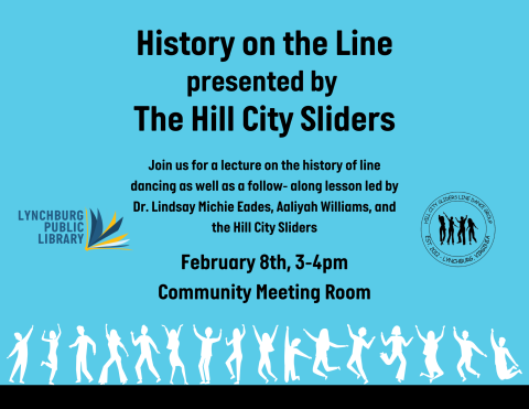  Come enjoy a lecture on the history of line dancing as well as a follow along dance lesson led by Dr. Lindsay Michie Eades, Aaliyah Williams, and the Hill City Sliders on February 8th, 3-4pm!