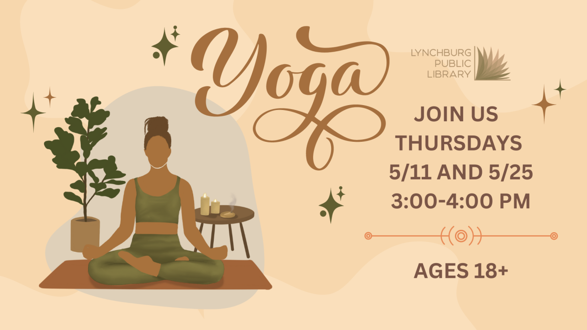 Yoga; join us thursdays 5/11 and 5/25 from 3-4 pm; ages 18+